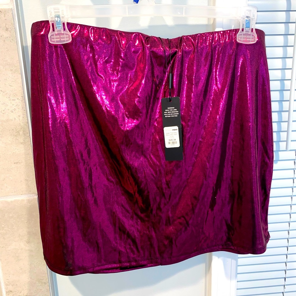 Fuchsia Metallic Mini Skirt